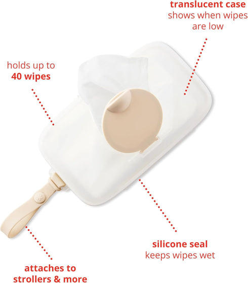 40 Skip Hop Baby Wipes Dispenser Case, Holds Up to Wipes, Grab & Go Travel Wipe Holder with Snug Seal, Oat