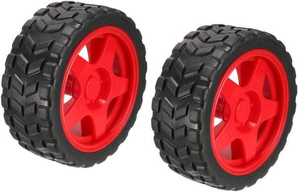 uxcell 65mm Rubber RC Wheel Tires, DIY Model Robots, 2pcs, Red and Black