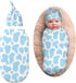 Pink Cow Print Newborn Baby Swaddle Blanket - With Beanie Hat Baby Receiving Blanket Wraps Gifts For Boys Girls Infant