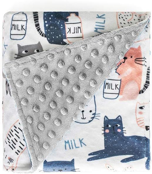 Unisex Lightweight Comfortable Super Soft Plush Minky Baby Blanket in 30x40, Newborn Receiving CAT Baby boy Girl Blankets with Dotted Backing, Toddler Gender Neutral Minky dot Baby Blanket by Hofasiii