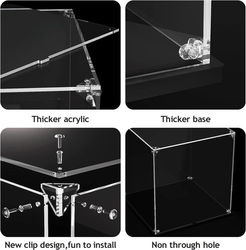 Clear Acrylic Display Case - Self Assemble Box for Collectibles, Alternative to Glass Case (17.7x8x8 inch)