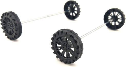 EUDAX 30mmx8mm Plastic Roll Toys Wheel and 2mm Dia Shaft Axles for DIY Toy RC Car Truck (100pcs)
