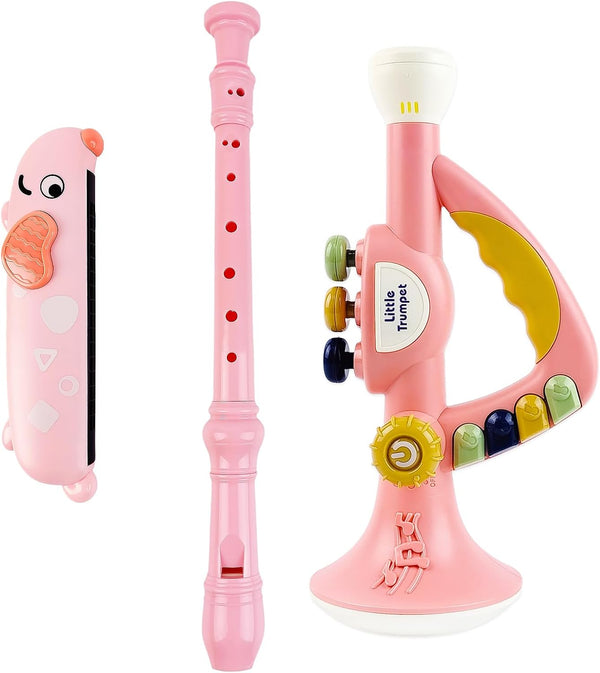 Besiciwiin Toddler Musical Instruments Toy Trumpet, Harmonica, Recorder Flute for Kids Baby, Musical