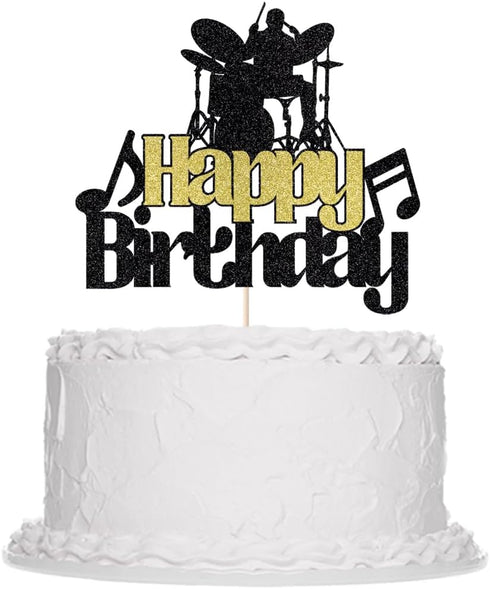 Drummer Sleyberoy Drum Kit Happy Birthday Cake Topper, Music Theme Party Rock Roll Band Decor (music)