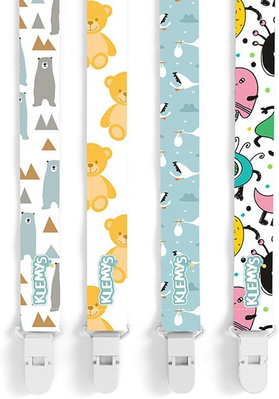 Baby Pacifier Clips, 4 Pack Binky Holder and Leash for Boys and Girls, Universal Fit for Teethers & Toys