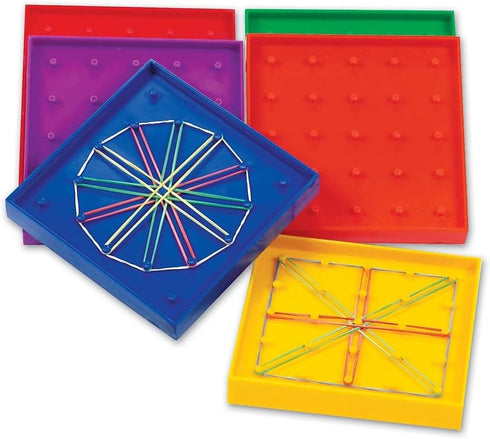 Learning Resources 5-Inch Double-Sided Geoboard Shapes - 6 Pieces, Ages 5+ - Kindergarten Learning Toys and Math