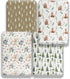 Jola's House 4 Pack Pack Set N Play Sheets Woodland Forest Animals Wood Neutral Unisex Fitted Baby N Play Sheets Fitted