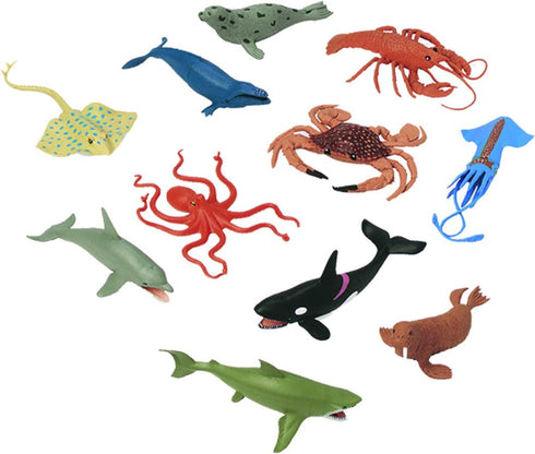 11 Set Wild Republic Polybag Aquatic, Octopus, Shark, Dolphin, Orca, Crab, Lobster, Blue Whale, Stingray, Squid, Harp