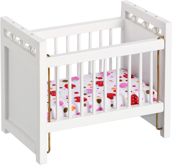 NUOBESTY Miniature Dollhouse Furniture Mini Crib Doll Cradle Decoration for Miniature Dollhouse Party Kit