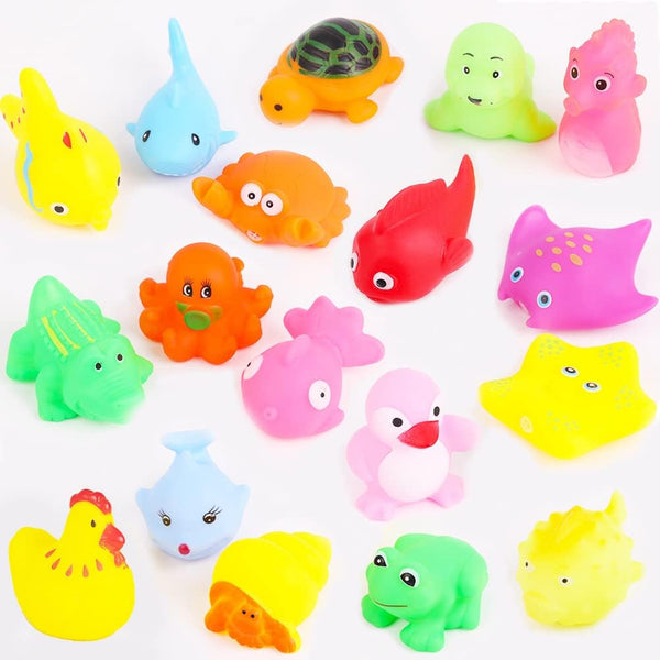 18 PCS Preschool Bath Toys Set - Rubber Cute Sea Animals, Duck Toy for Infants 6-12 Months, Bathtub Toys