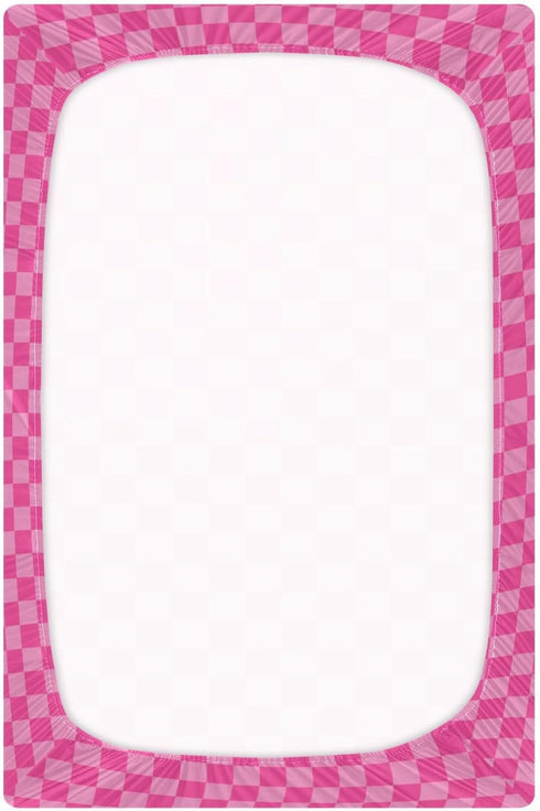 Emelivor Pink Checkered Toddler Crib Sheets for Boys Girls Fitted Crib Sheet Breathable Crib Mattress Sheet for Newborn