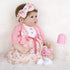16 inch Set 3+(Pink ENADOLL Reborn Baby Doll Realistic Silicone Vinyl Baby Pink Hairband Girl Weighted Soft Body