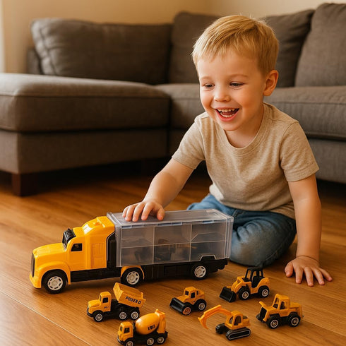 EoinMarie Set Set 3 4 5 6 3-4 3-9 Construction Toy Trucks with Carrier Truck, Play Vehicles for Years Old Boys Kids