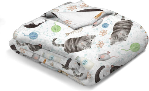 Watercolor Cats Baby Blanket, 30x40, Cute Cats Paws, Soft Flannel, Gift for Cat Lovers