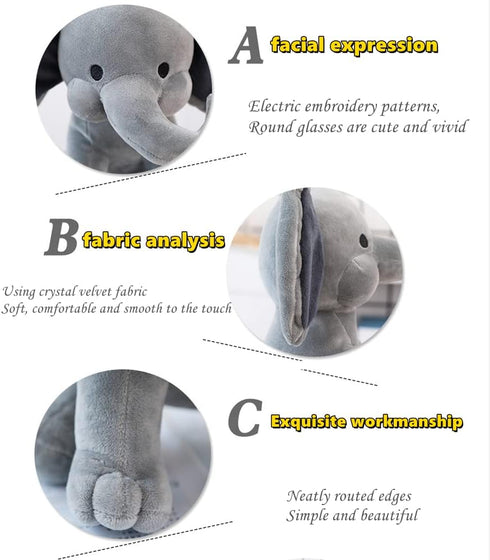 Elephant Stuffed Animals, 9.8 Inch Kawaii Plush Toys for Baby, Boy, Girls, Great for Nursery Decor