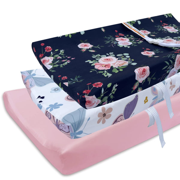 AMROSE 3 Pack Easy Care Changing Pad Covers, Ultra Soft Microfiber Diaper Change