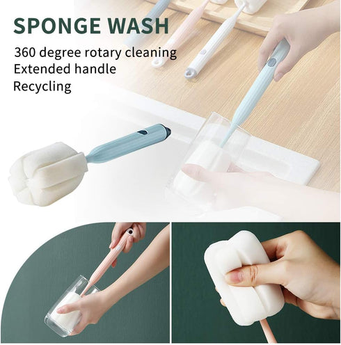 Bottle Soft Brush - 2Pcs Sponge Bottle Brush, Soft and Easy to Clean, Baby Bottle Sponge Brush for Stain Residue