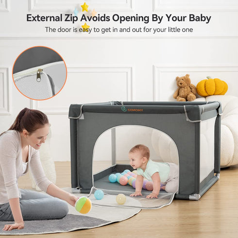 COMOMY Playpens for Babies and Toddlers, Small Baby Play Pens, Activity Center, Non-Slip Baby Fence, Indoor & Outdoor