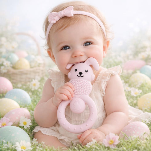 avelai 3-6 0-12 Bunny Baby Teether - Teething Toys for Babies Months Teething Relief, Silicone Baby Teether Toys BPA