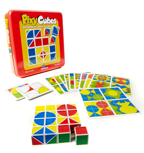 Pixy Cubes Matching Pattern Design Game Speed or Memory Rules with Cubes in Tin Box by Blue Orange Games, 1 to 4 Players, Ages 6+