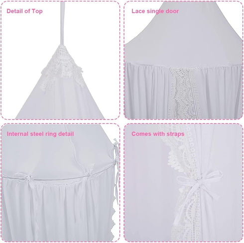 THREENTDAY LImiLI Bed Canopy for Girls and Kids Hanging Mosquito Net for Baby Crib Nook Castle Game Tent Nursery Play