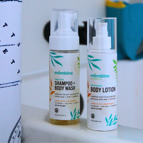 Set 4pc Set, Set Mambino Organics Baby Arrival Essential Care Gift - Organic Baby Care Kit, Vegan & Cruelty-Free Ideal