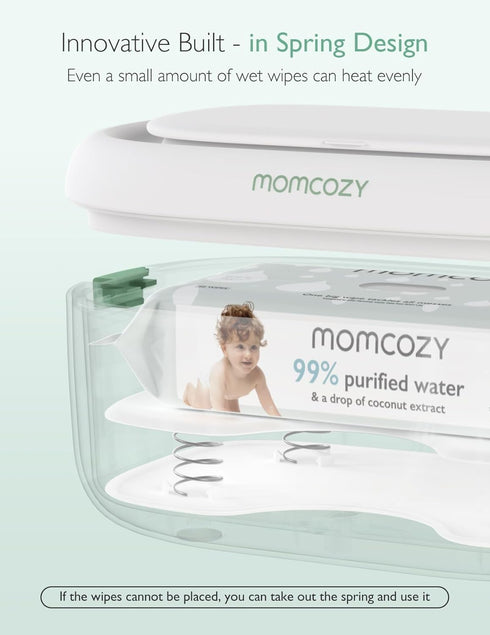 Momcozy 4 Baby Wipe Warmer, Innovative Spring Design, Large Capacity Wipes Dispenser, Fast and Even Heating, Modes