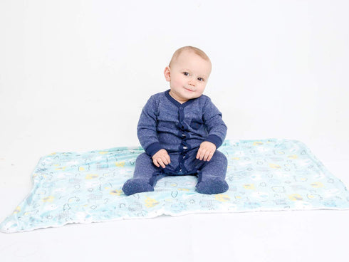 Alphabetz Premium Soft Baby Boy Blanket, Blue Elephants, 2 Ply Extreme Softness and Comfort