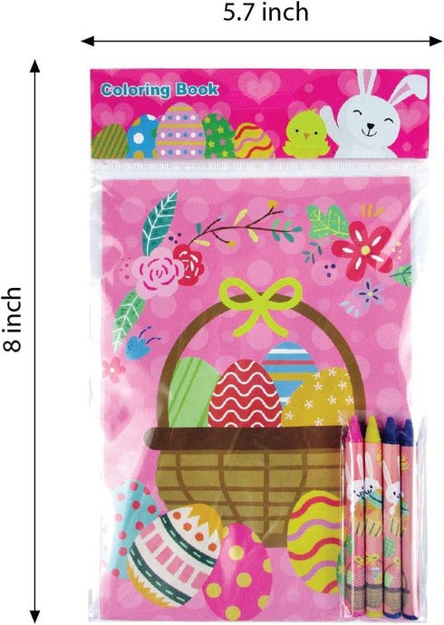12 48 TINYMILLS Easter Coloring Books with Party Favors with Books and Crayons,Easter Prizes, Favor Bag Easter Basket