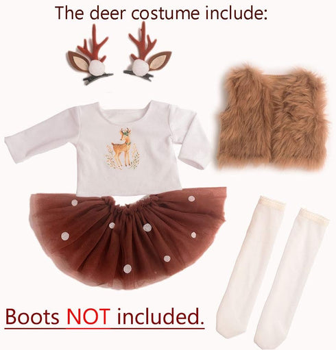 18 Inches Doll Clothes Christmas Deer Costume Tutu Dress for 18 Inch Doll