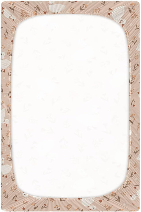 Takiito 28x52 Cute Goose Flowers Crib Sheet for Boys Girls, Super Soft Breathable Fitted Crib Sheet for Standard Crib