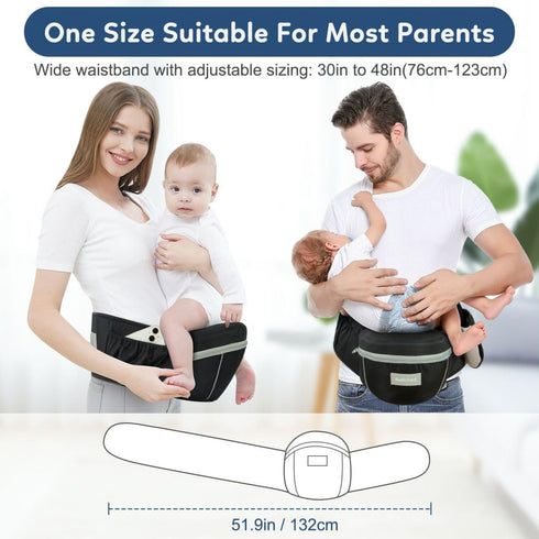 Baby Carrier with Hip Seat, Ergonomic Front Carrier for Newborns & Toddlers, Adjustable Waistband with Strong Support