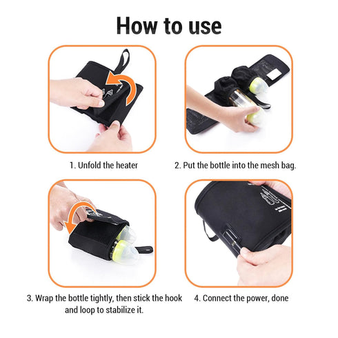 Sunisfa 47.3x12.1cm USB Dual Bottle Warmer, Portable Baby Bottle Warmer USB Milk Heat Keeper for Car, Constant
