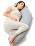 Momcozy J-Shaped Pregnancy Pillow for Sleeping with Cooling Cover Maternity Body Pillow