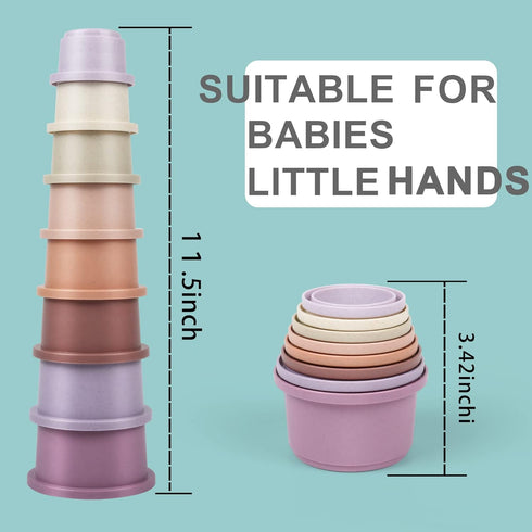 Baby Stacking Toy Cups, Toddler Stackable Bath Toy for 1-3, Nesting Cups for 6-12 Months, Montessori Gift for 2-4 Years