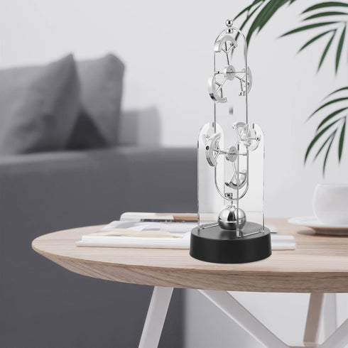 HEALLILY Perpetual Motion Desk Toy, Silver Iron Home Office Decor, Science Gift for Kids and Adults