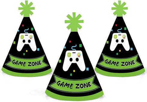 Big Dot of Happiness Mini Cone Pixel Video Game Party Hats - Set of 8 Small Birthday Hats