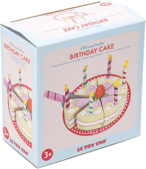(TV273) Le Toy Van - Honeybake Childrens Wooden Vanilla Birthday Cake Play Food Pretend Toy | Perfect For Pretend Role