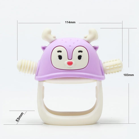 3-6Months, 6-12Months, Smily Mia Reindeer Hand Teether for Baby Chew Toys/Teething Toys for BPA Free Silicone Teething