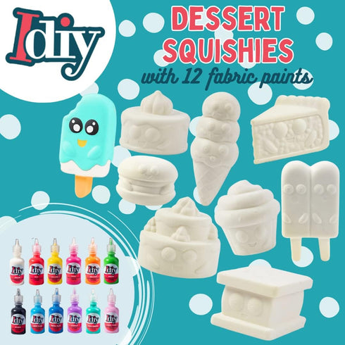 Idiy (46") 11 12 Jumbo Squishy Toys Craft Kit for Kids-Paint Your Own Slow Rising Squishies Dessert Foods w Fabric