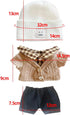 niannyyhouse 7.8in/20cm Plush Doll Clothes, Hat, Button Sweater & Denim Flanging Jeans Dressup