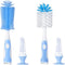 Multifunctional Cleaning Brush, Baby Bottle Brush Cleaner Set Z, Blue Silicone and Nylon Brush with Suction Cup