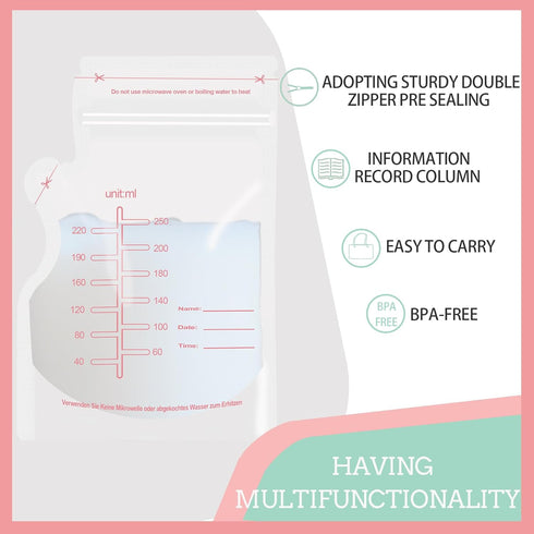 AHSNYLC 30PCS Pink Breastmilk Storage Bag - Milk Bags for Breastmilk for Feeding,Breast Milk Storage Containers