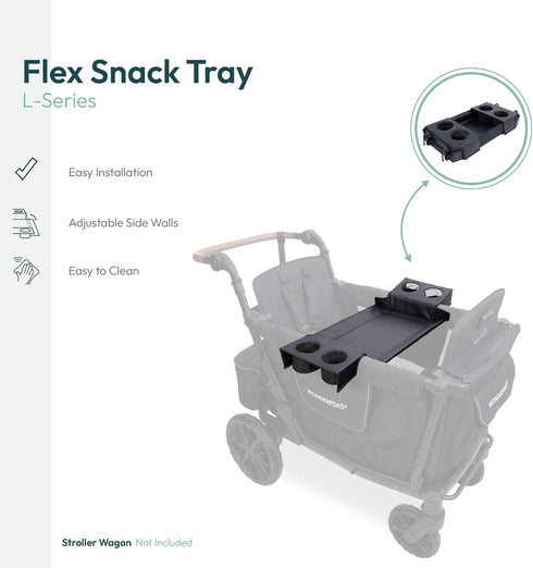 L2 WONDERFOLD Flex Snack Tray for Stroller Wagon with Convertible Cup Holders & Adjustable Sidewalls to Maximize Space