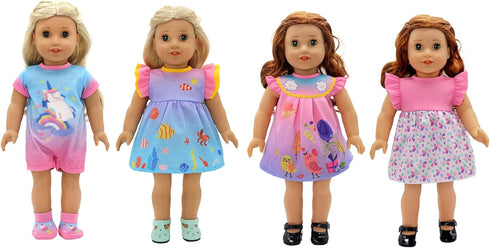 4 Pack Doll Clothes for 13-16 Inch Dolls, Dress Set for 13-16 Inch Dolls