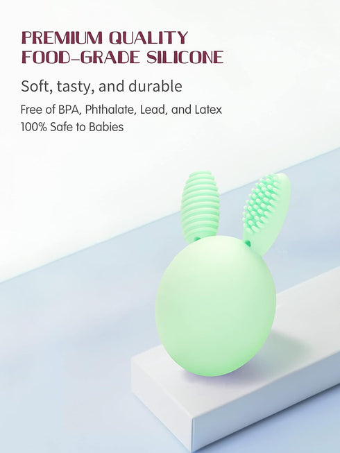 Baby Teething Toy Easter Bunny Infant Teether Rabbit Egg Rattle Toy Teething Pain Relief for Babies Boys Girls - Mint