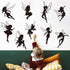 Black Fairy Girls Room Wall Decal, Cute Fairy with Large Wings Silhouette Stickers for Baby Nursery Kids Bedroom Decor