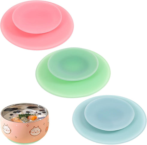 Silicone Tableware Sucker 3pcs, Double Sided Suction Cups Plates, Utensil Rest Plate