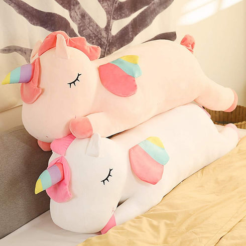 Unicorn Plush Hugging Pillow, Big White Stuffed Animal Body Pillow Toy for Kids, Valentine, Christmas (39.3 in)