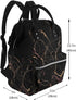 FHEDVBN Backpack Mummy Backpacks Daypack Black Gold Marble Diaper Bag for Women Multifunction Waterproof for Mom Dad